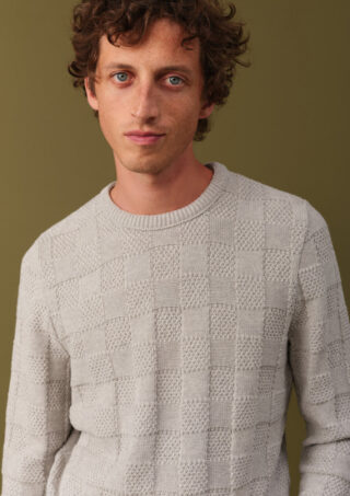 Pull Mosaique Gris Clair par la marque Montlimart Montlimart - Pull Mosaique Gris Clair