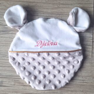 Doudou Ourson personnalisé 20x20cm avec Prénom et/ou Date de naissance tout en minky par la marque La Fabrique À DeDeuh La Fabrique À DeDeuh - Doudou Ourson personnalisé 20x20cm avec Prénom et/ou Date de naissance tout en minky