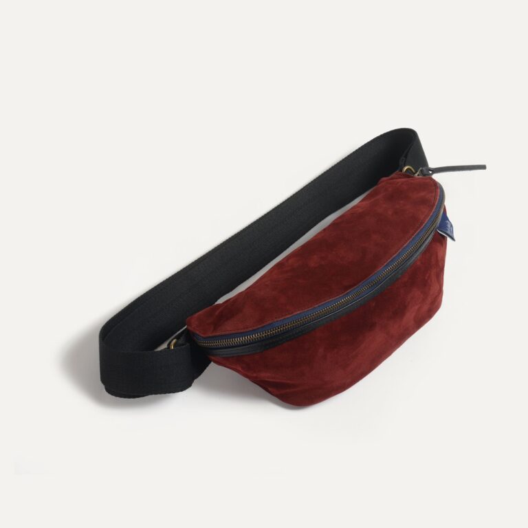 Bleu De Chauffe - Sac Banane New Beat / Cuir Velours - Bordeaux Foncé