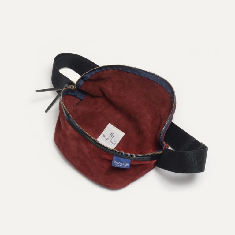 Bleu De Chauffe - Sac Banane New Beat / Cuir Velours - Bordeaux Foncé