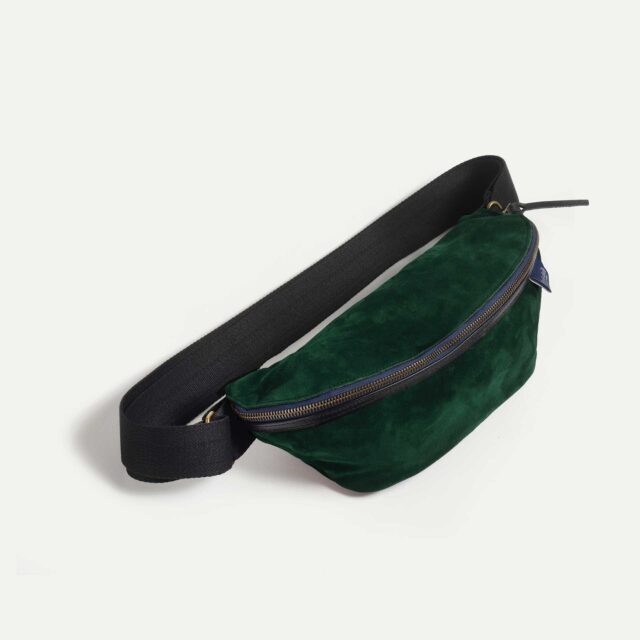Bleu De Chauffe - Sac Banane New Beat / Cuir Velours - Vert Foncé