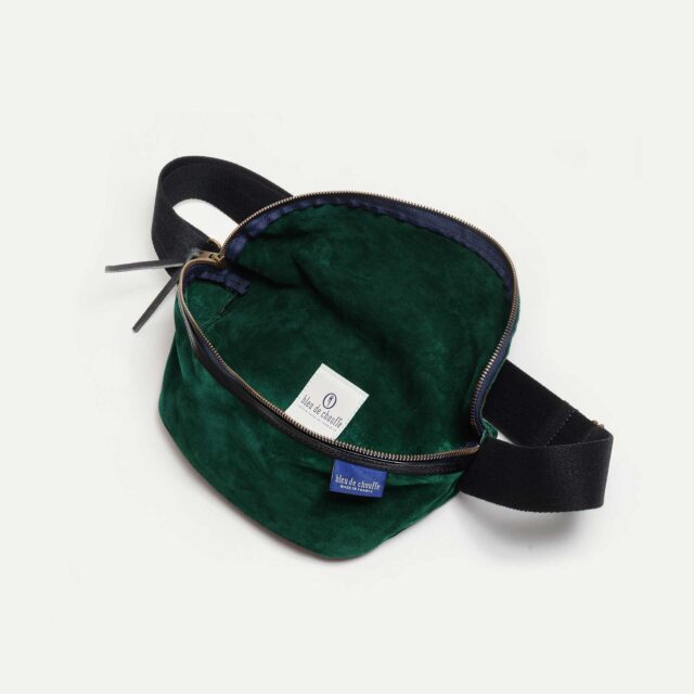 Bleu De Chauffe - Sac Banane New Beat / Cuir Velours - Vert Foncé