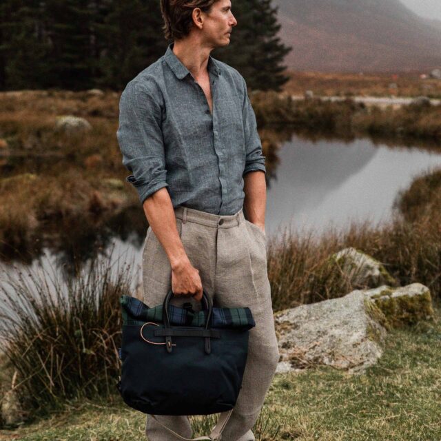 Bleu De Chauffe - Sac Business Woody - Tartan marine