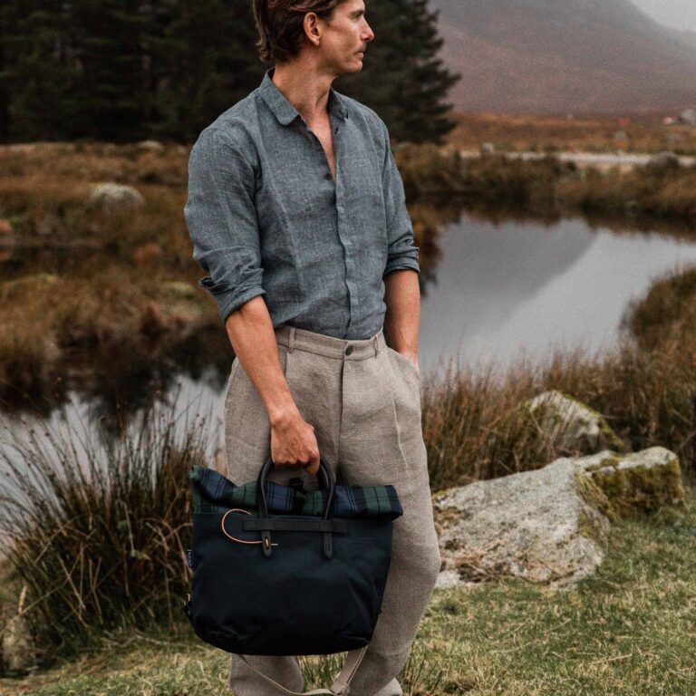 Bleu De Chauffe - Sac Business Woody - Tartan marine