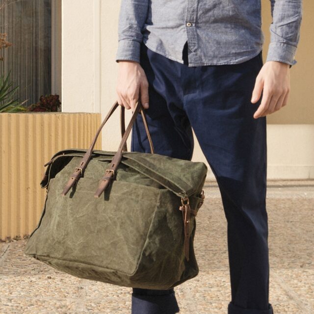 Bleu De Chauffe - Sac de voyage Cabine - Kaki Foncé stonewashed