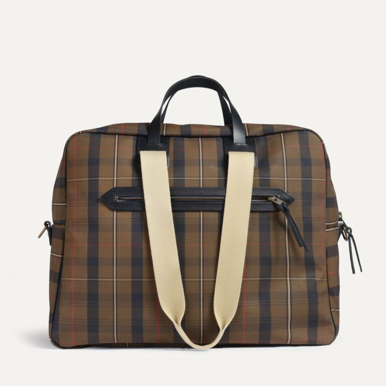Bleu De Chauffe - Sac voyage aviateur Missak - Tartan brun rouge