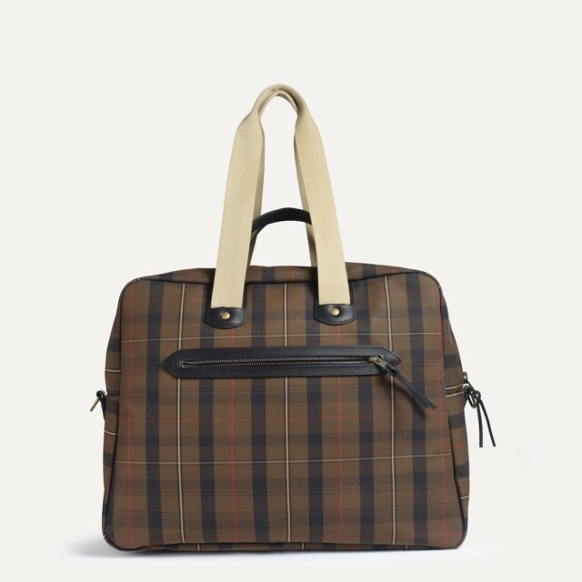 Bleu De Chauffe - Sac voyage aviateur Missak - Tartan brun rouge