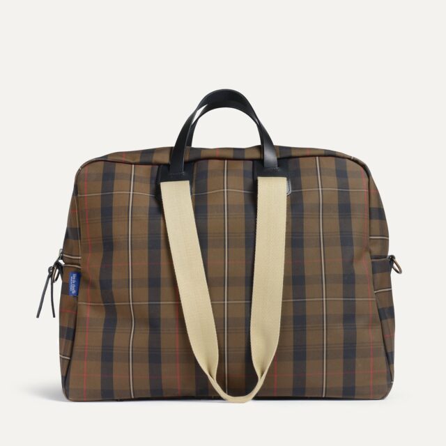 Bleu De Chauffe - Sac voyage aviateur Missak - Tartan brun rouge