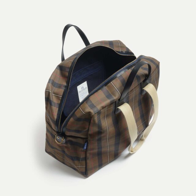 Bleu De Chauffe - Sac voyage aviateur Missak - Tartan brun rouge