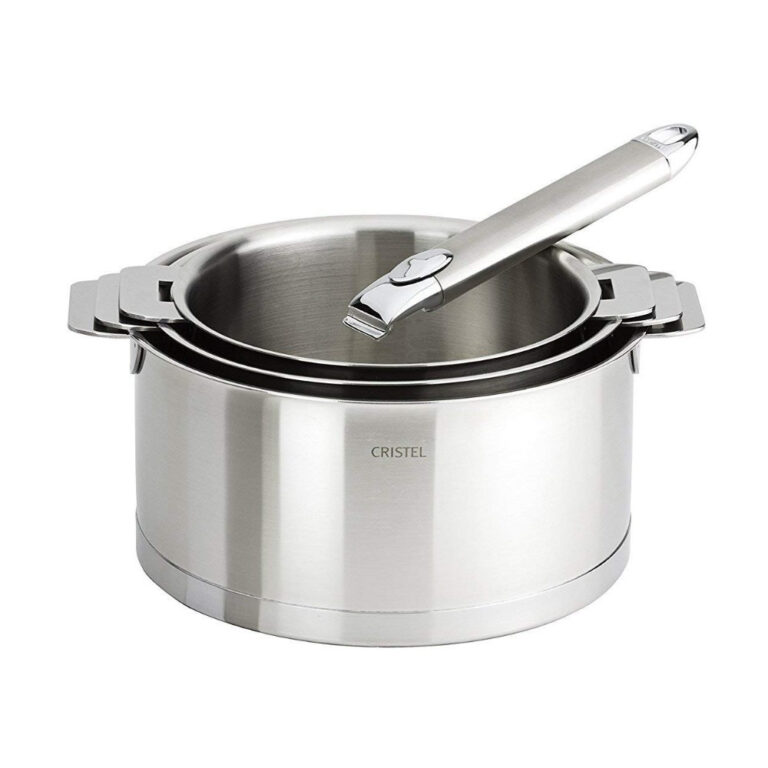 CRISTEL - Set batterie de 3 casseroles CRISTEL Strate + 1 poignée Zénith amovible