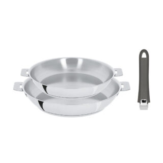 CRISTEL - Set batterie 2 poêles hautes Cristel Mutine amovibles inox 24 et 28cm
