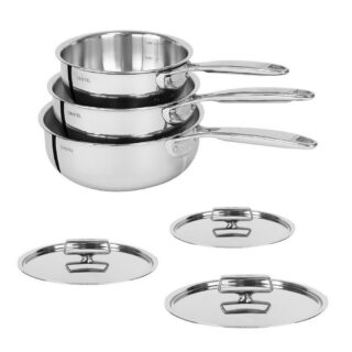 CRISTEL - Set batterie 3 casseroles Cristel Castel Pro avec couvercles 16 18 20cm