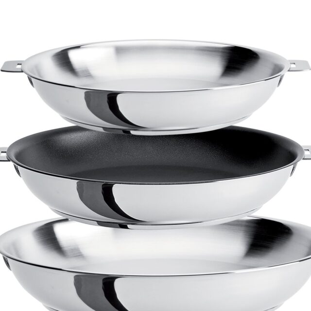 CRISTEL - Set CRISTEL Mutine amovible batterie de 3 poêles 20 24 et 28cm inox