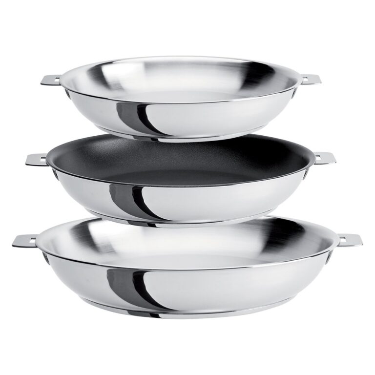 CRISTEL - Set CRISTEL Mutine amovible batterie de 3 poêles 20 24 et 28cm inox