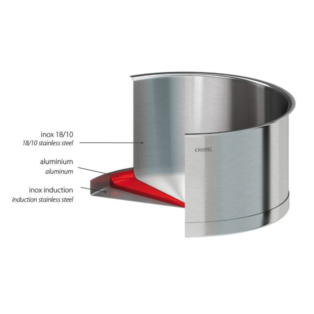 CRISTEL - Set batterie de 3 casseroles Cristel Strate + 1 poignée Strate Inox