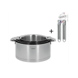 CRISTEL - Set batterie de 4 casseroles CRISTEL Strate + 2 poignées Zénith amovible