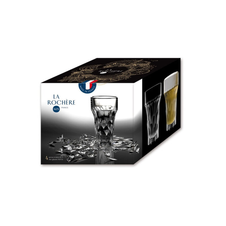 LA ROCHERE - Set de 4 chopes à bière Silex LA ROCHERE