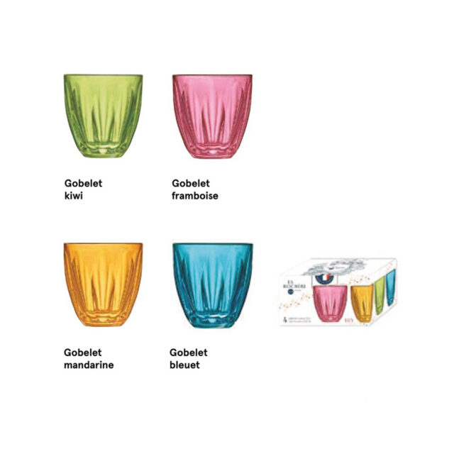 LA ROCHERE - Set de 4 verres à eau Lily La Rochère gobelets colorés