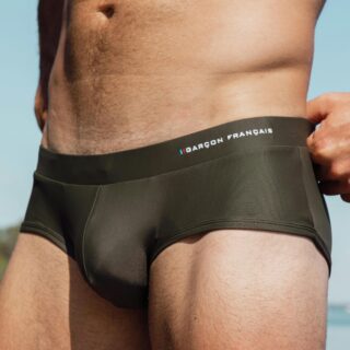 Garçon Français - Slip de bain kaki – broderie