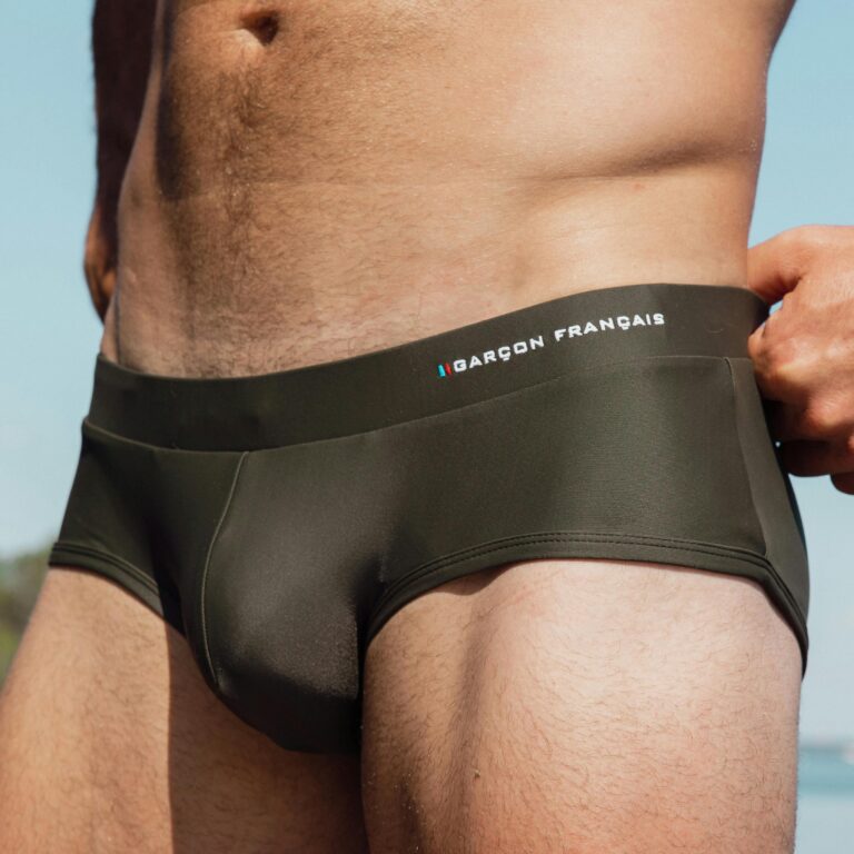 slip de bain kaki garcon francais 3 64931ff45101a Garçon Français - Slip de bain kaki - broderie