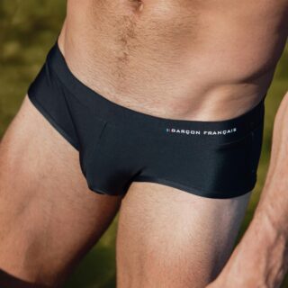 Garçon Français - Slip de bain noir  broderie