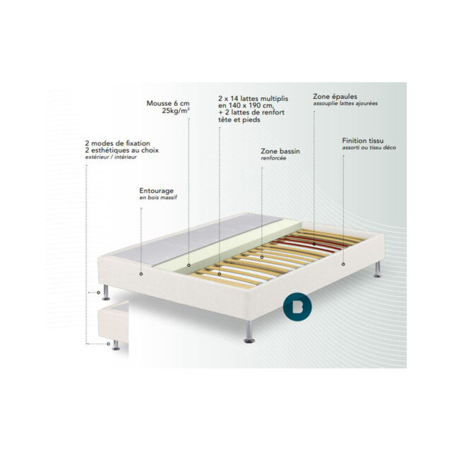 BULTEX matelas et sommiers - Sommier tapissier à lattes Bultex Reset H19cm - 8 tailles