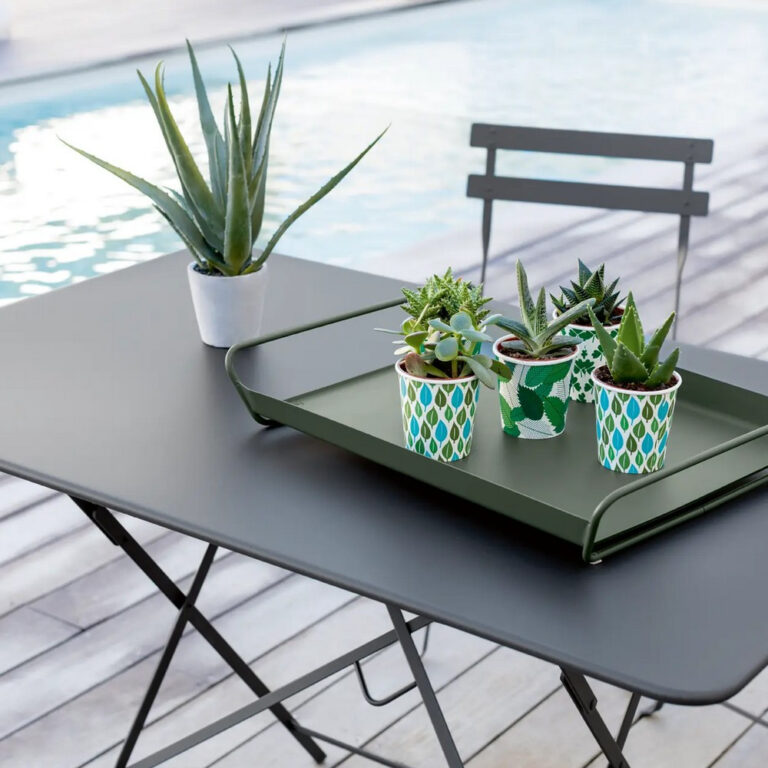 FERMOB - Table à manger pliante rectangulaire FERMOB Bistro en acier 97x57cm - 25 coloris