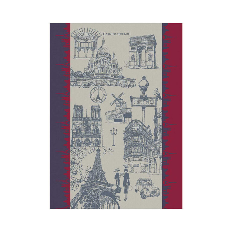 GARNIER THIEBAUT - 2 Torchons J'aime Paris tricolore Garnier Thiebaut