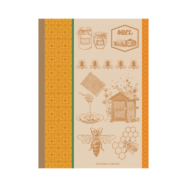 GARNIER THIEBAUT - 2 Torchons Miel et abeilles ocre Garnier Thiebaut