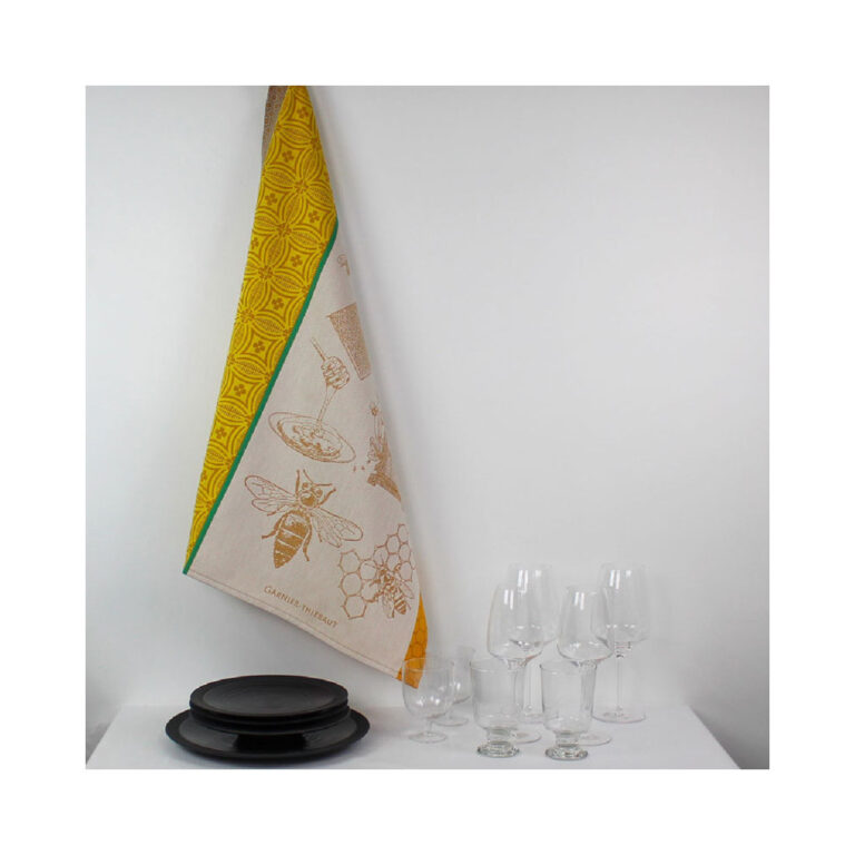 GARNIER THIEBAUT - 2 Torchons Miel et abeilles ocre Garnier Thiebaut