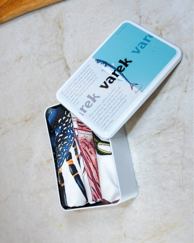 varek.illustrations - Lot de 3 Torchons 100% coton : Les crustacés de la marée