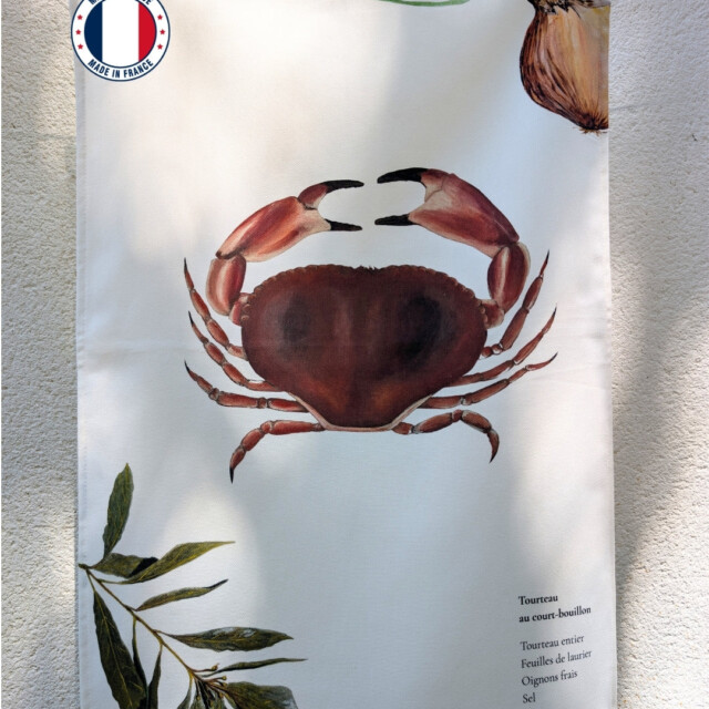 varek.illustrations - Lot de 3 Torchons 100% coton : Les Recettes de Fruits de Mer