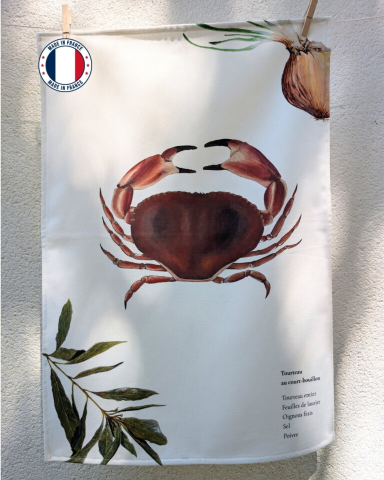 varek.illustrations - Lot de 3 Torchons 100% coton : Les Recettes de Fruits de Mer