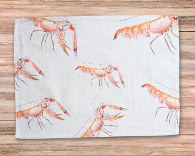 varek.illustrations - Set de table en coton enduit : Langoustine