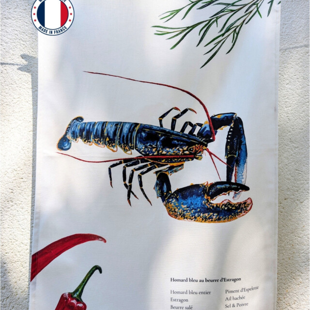 varek.illustrations - Lot de 3 Torchons 100% coton : Les Recettes de Fruits de Mer