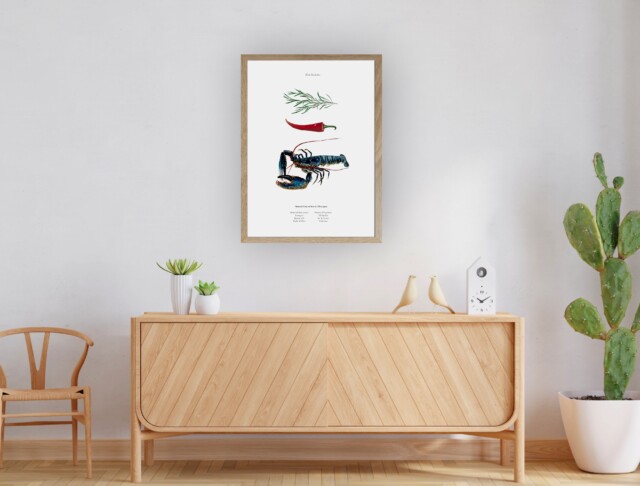 varek.illustrations - Affiche : La recette du Homard au Beurre d'Estragon