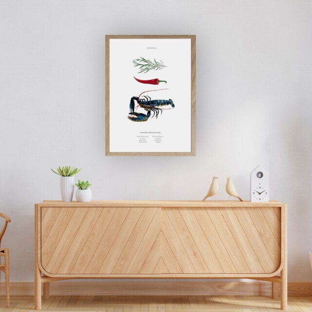 varek.illustrations - Affiche : La recette du Homard au Beurre d'Estragon