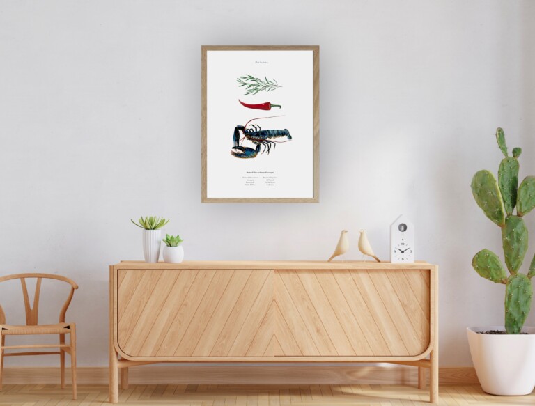 varek.illustrations - Affiche : La recette du Homard au Beurre d'Estragon