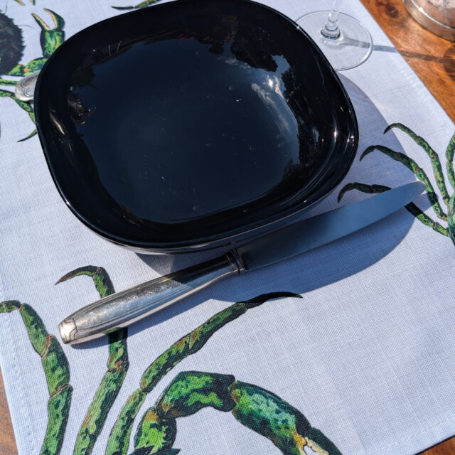 varek.illustrations - Set de table en coton enduit : Crabe Vert