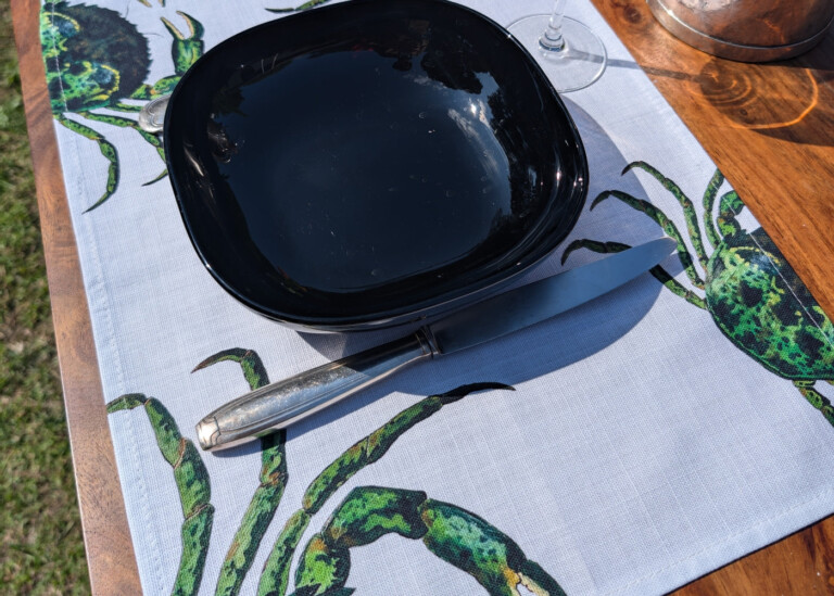 varek.illustrations - Set de table en coton enduit : Crabe Vert