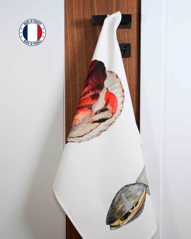 varek.illustrations - Torchon 100% coton : La Coquille Saint Jacque & La Palourde