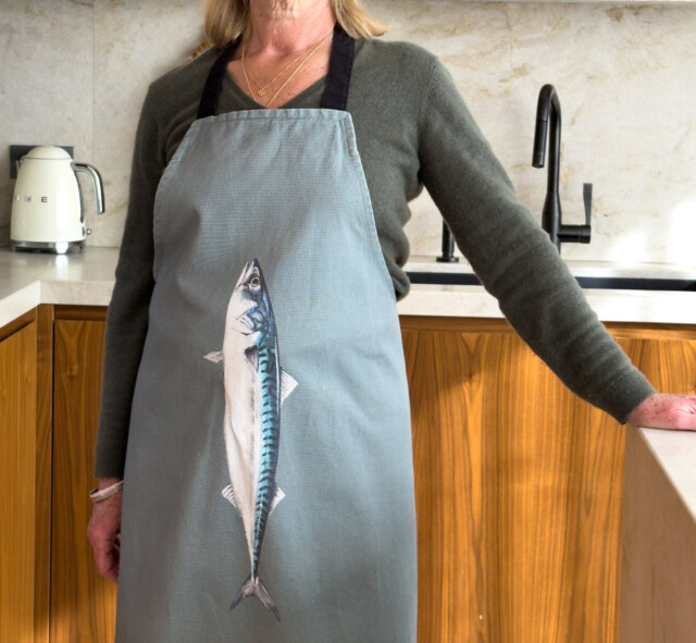 varek.illustrations - Tablier Bleu Celadon 100% coton : Le Maquereau