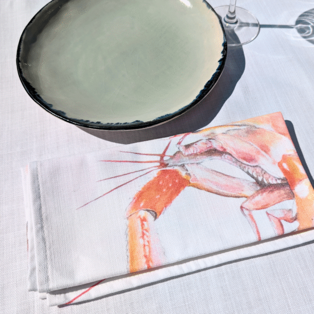 varek.illustrations - Serviette de table en coton : Langoustine