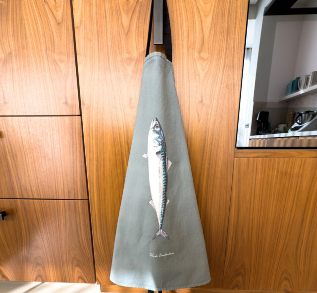 varek.illustrations - Tablier Bleu Celadon 100% coton : Le Maquereau