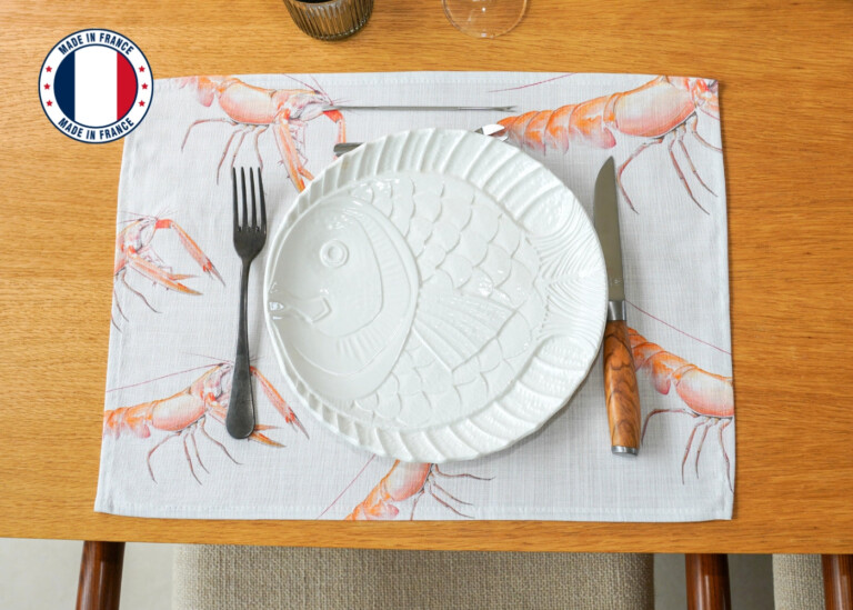 varek.illustrations - Set de table en coton enduit : Langoustine