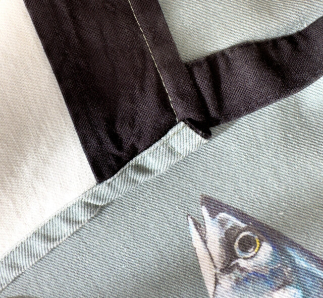 varek.illustrations - Tablier Bleu Celadon 100% coton : Le Maquereau