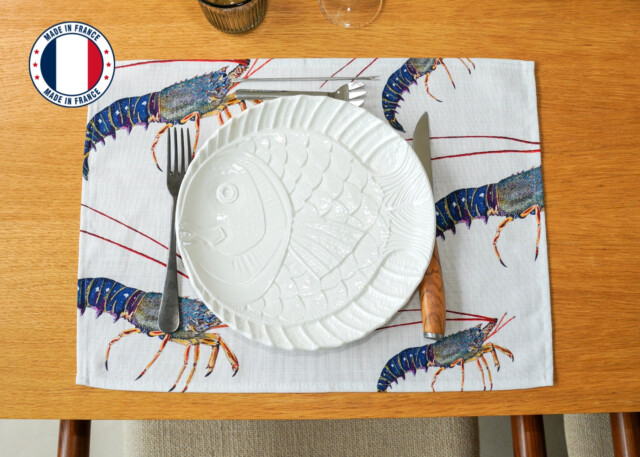 Set de table en coton enduit : Langouste par la marque Varek Illustations Varek Illustations - Set de table en coton enduit : Langouste