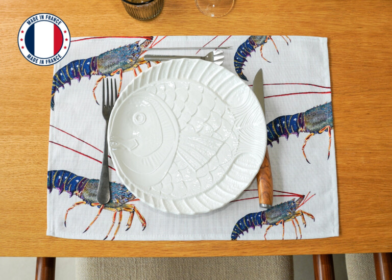 varek.illustrations - Set de table en coton enduit : Langouste