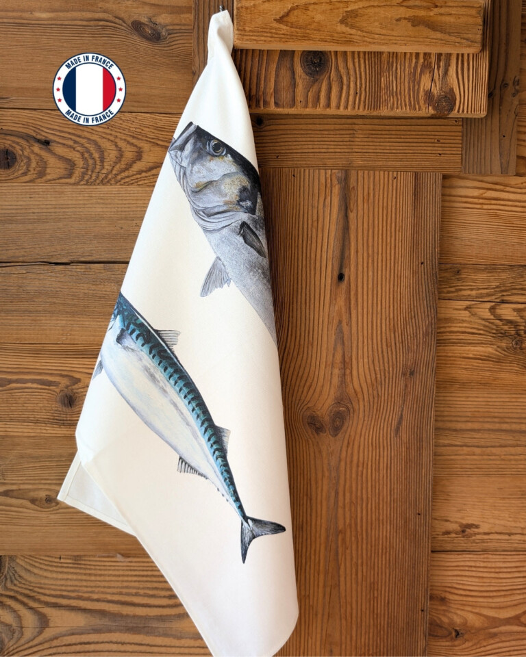 varek.illustrations - Torchon 100% coton : Le Bar et le Maquereau