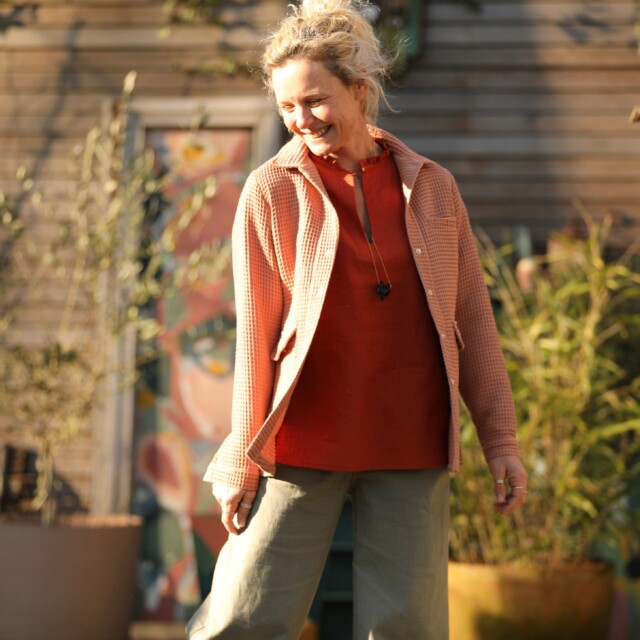 Quintessence - Veste Véga - nid d'abeille terre cuite rosée